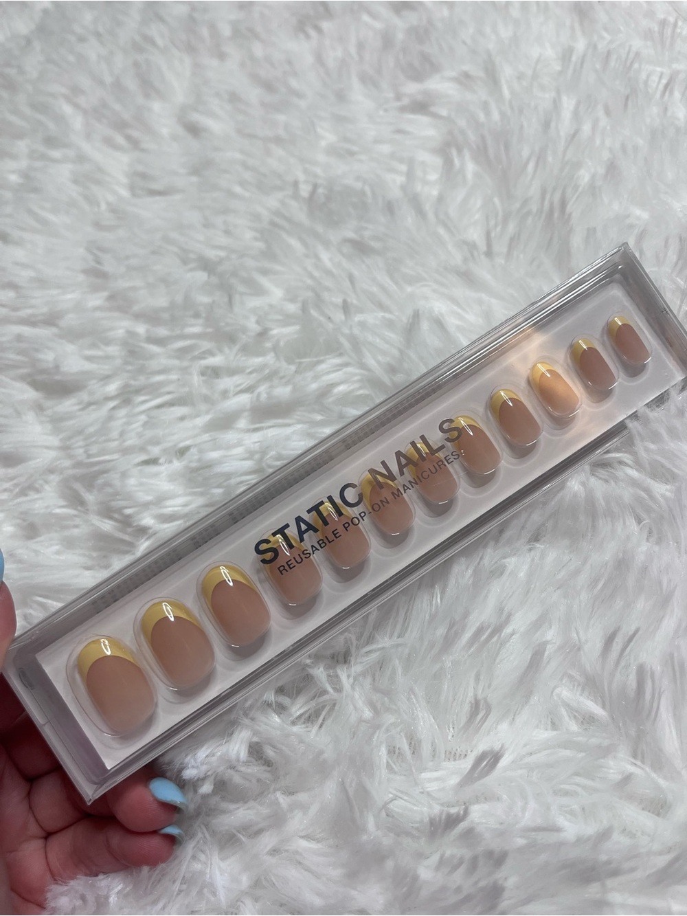 Static Nails Nude Press-On Set with Yellow French Tips